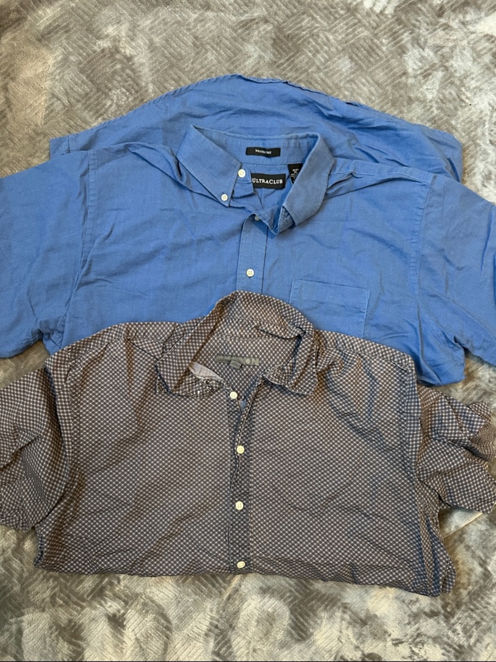 Club Room Blue Button-Down Shirt with Patterned Short-Sleeve Shirt